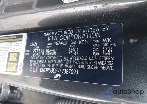 2025 Kia Sportage Lx из США, поврежденный, VIN KNDPU3DF7S7387093